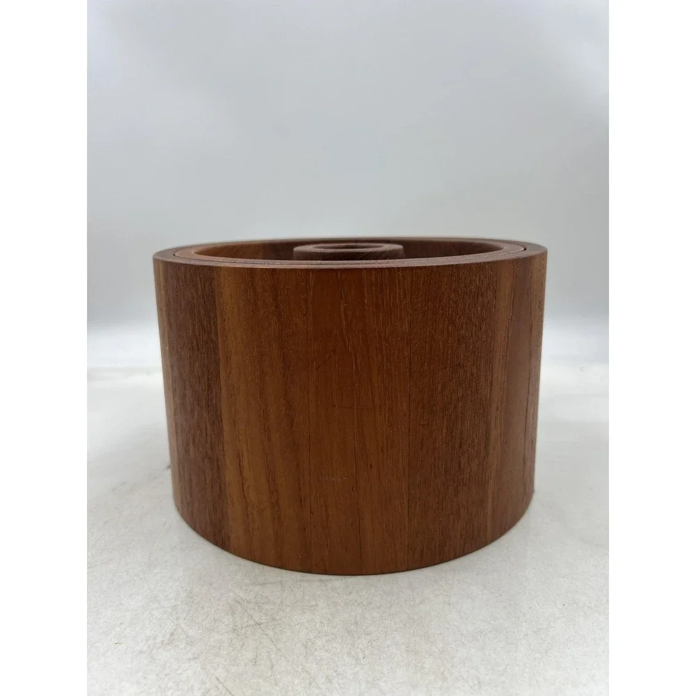 Dansk Teak Ice Bucket Mid Century Modern Barrel Lid Danish Denmark Wood Barware